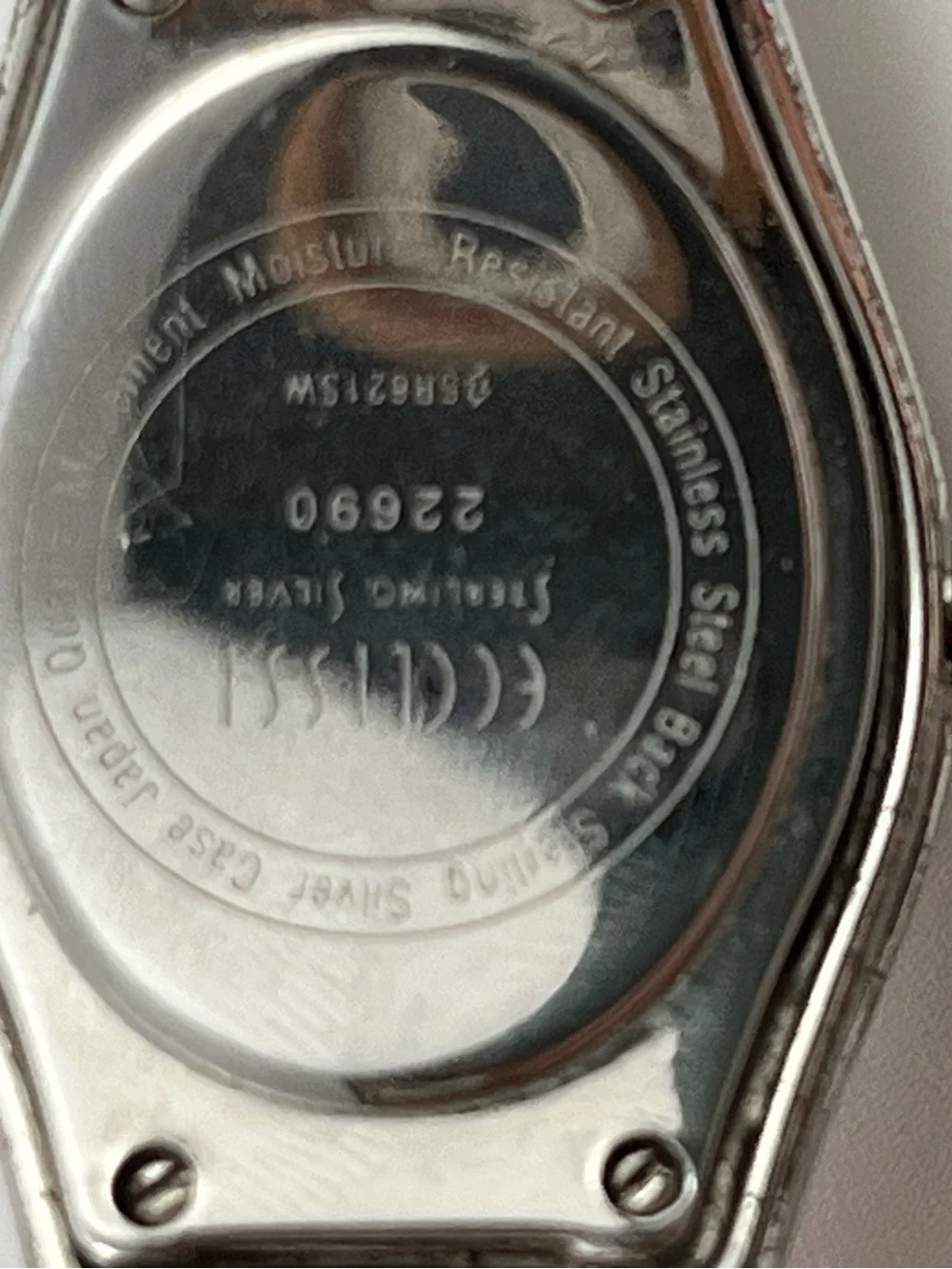 925 Sterling Silver Watch Case Space Age Analog Wrist Watch Mother of Pearl